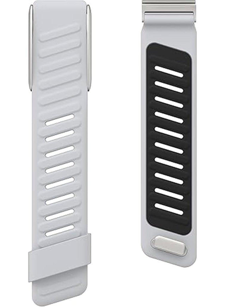 أكاليكس سوار معصم سيليكون متين ومريح متوافق مع سوار WHOOP 5.0، سوار رياضي بديل مقاوم للماء وقابل للتعديل مصنوع من السيليكون الناعم والمتين والمسامي للرجال والنساء مع موصل إطار معدني (رمادي داكن برتقالي) - Image 4